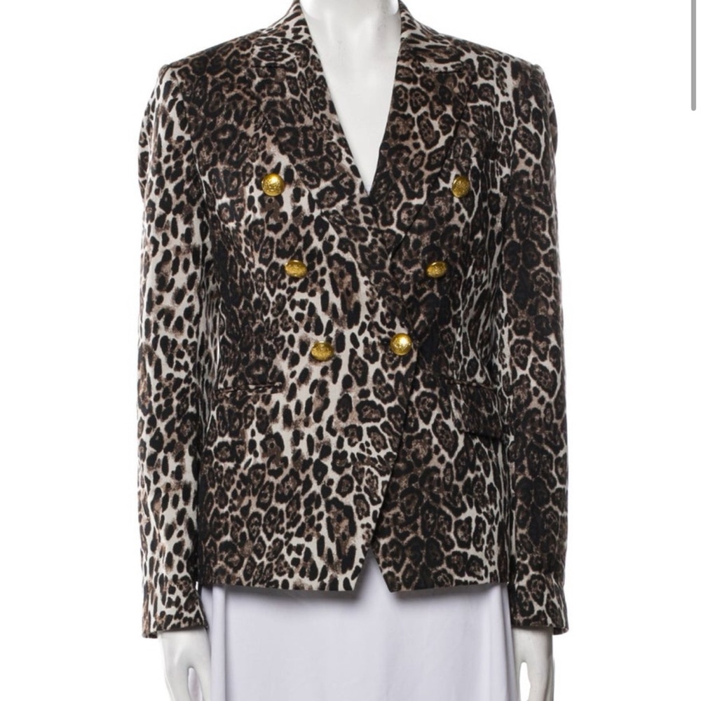 A.L.C. Brown and Gold Leopard Print Blazer